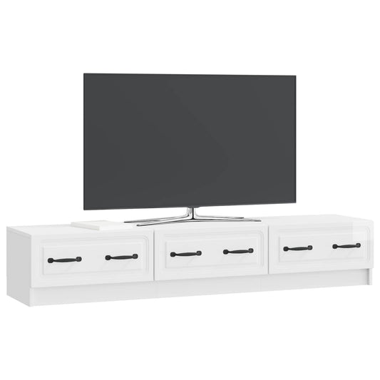 vidaXL Ντουλάπι TV με συρτάρι Γυαλιστερό Λευκό 147 x 34,5 x 27 εκ
