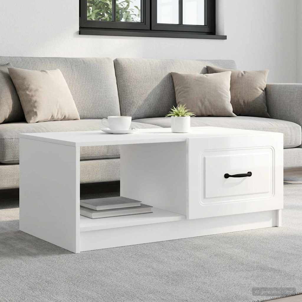 vidaXL Τραπεζάκι σαλονιού Γυαλιστερό Λευκό 90 x 50 x 37 εκ