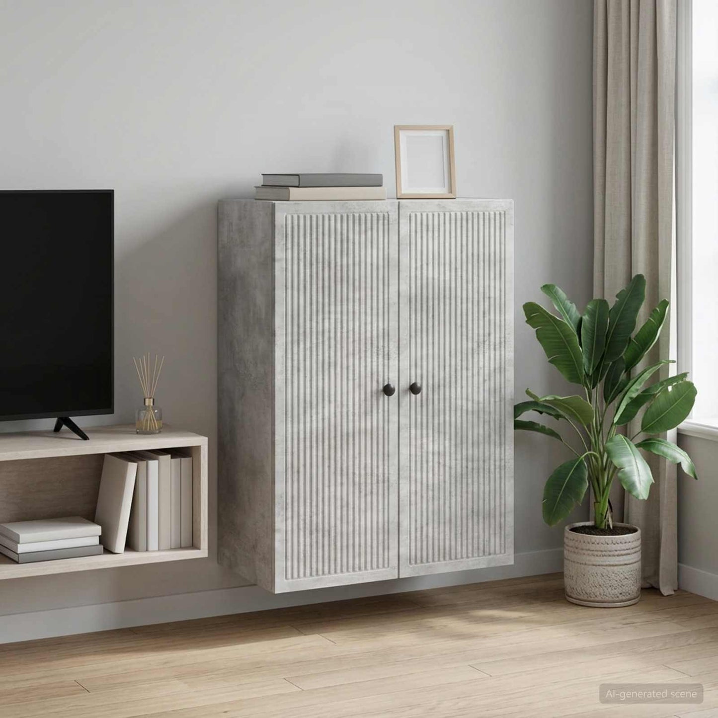 vidaXL Τοίχου Ντουλάπα Γκρι Σκυροδέματος 66 x 34,5 x 90 εκ