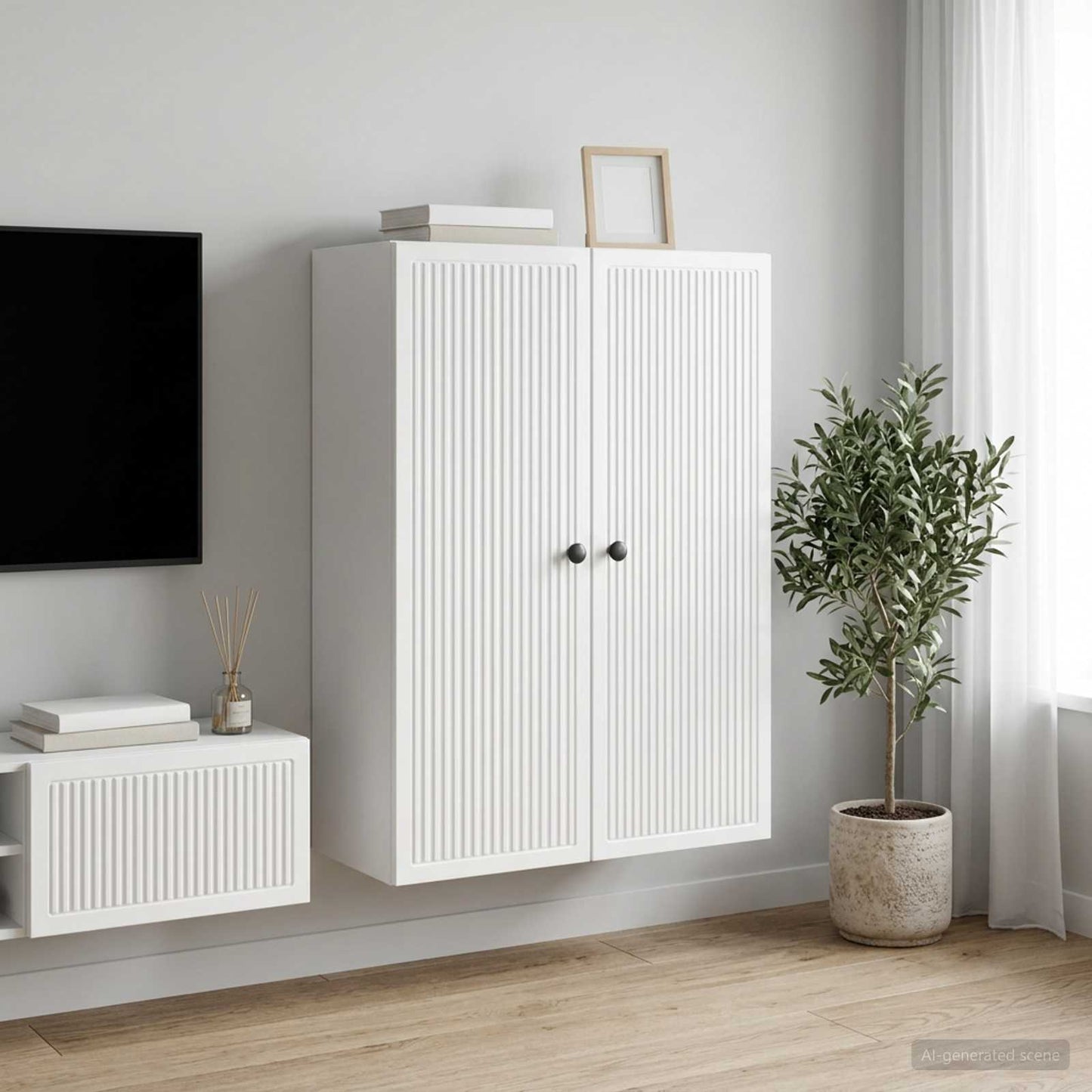 vidaXL Τοίχου Ντουλάπα Γυαλιστερό Λευκό 66 x 34,5 x 90 εκ