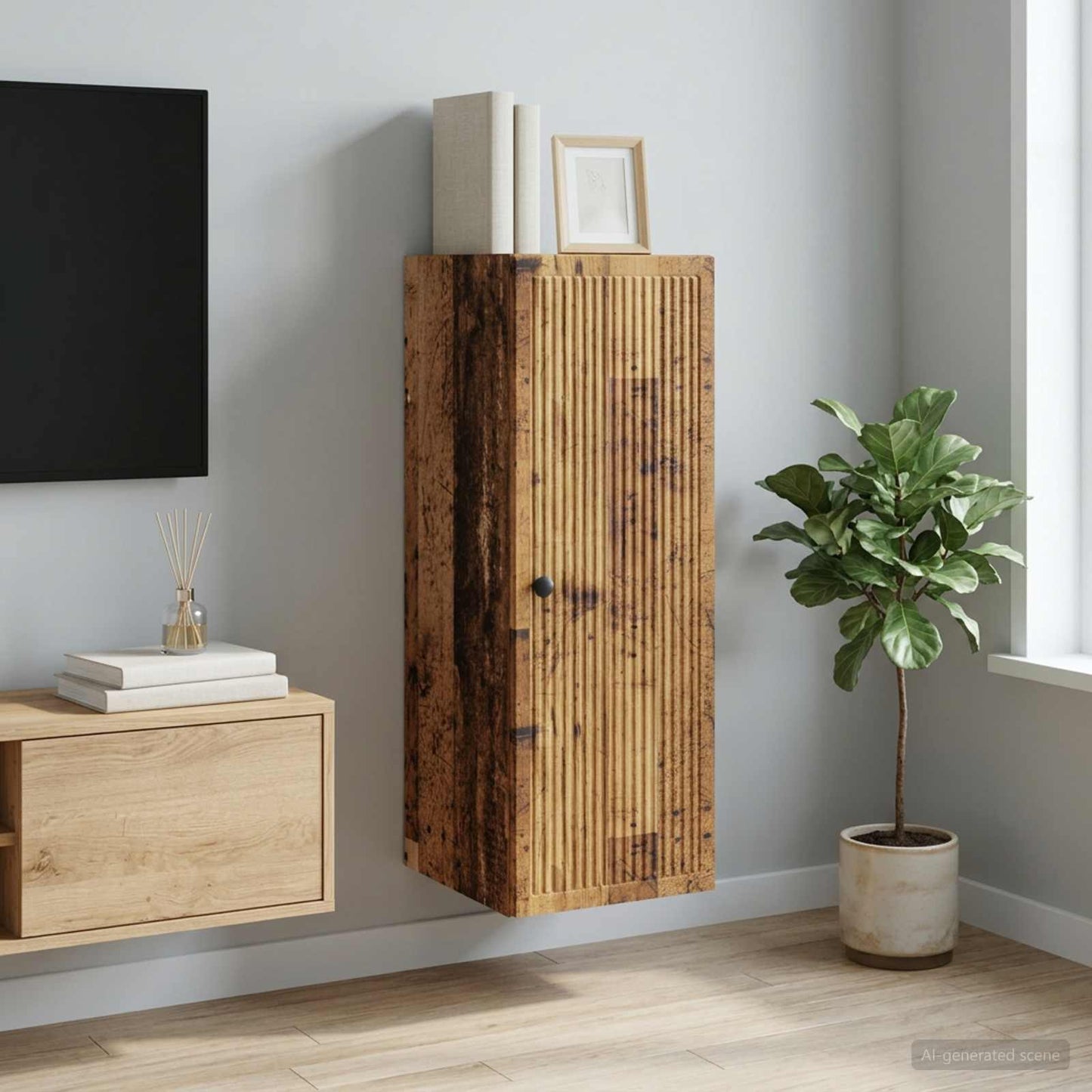 vidaXL Τοίχου Ντουλάπα Παλαιωμένο ξύλο 33 x 34,5 x 90 εκ