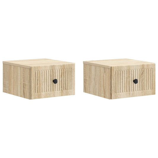 vidaXL Τοίχου Κρεμαστό Κομοδίνο 2 τμχ. Sonoma Δρυς 33 x 34,5 x 20 εκ