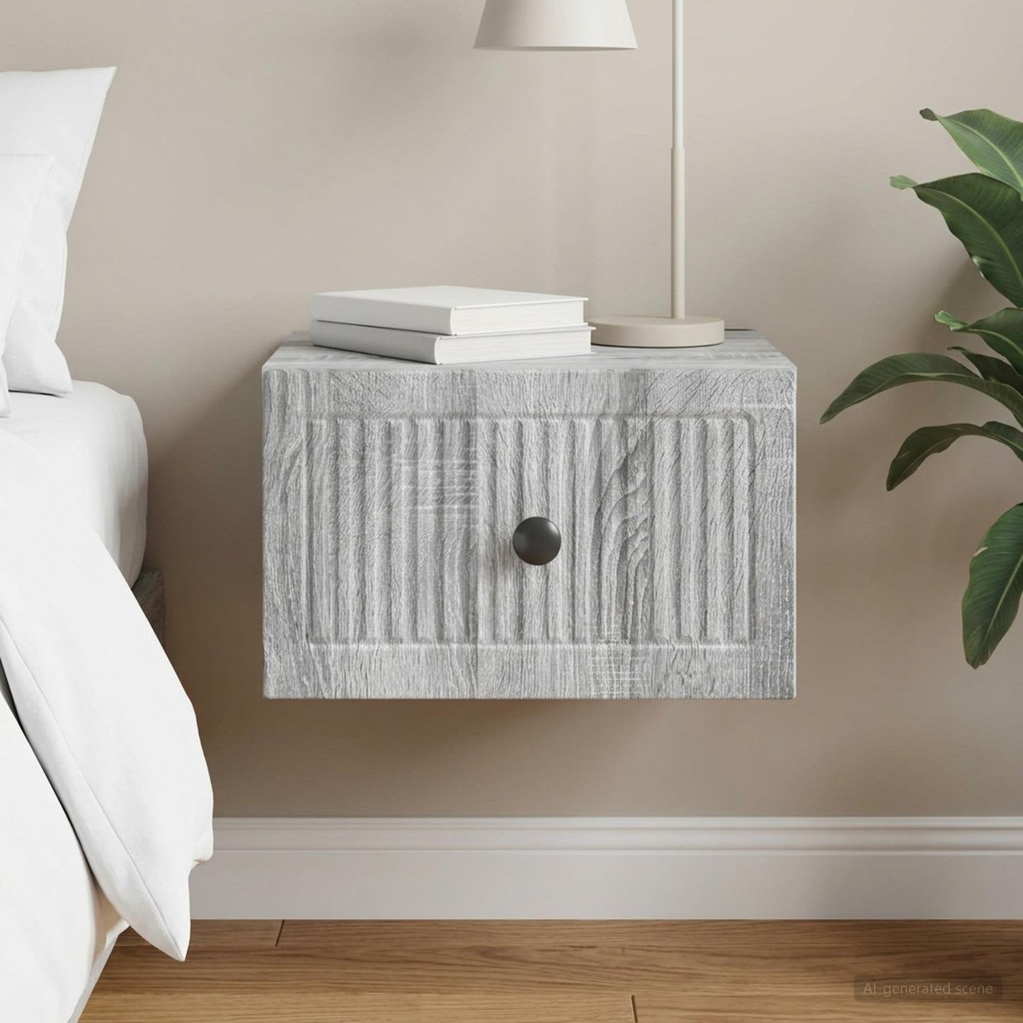 vidaXL Τοίχου Κρεμαστό Κομοδίνο Γκρι Sonoma 33 x 34,5 x 20 εκ