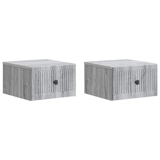 vidaXL Τοίχου Κρεμαστό Κομοδίνο 2 τμχ. Γκρι Sonoma 33 x 34,5 x 20 εκ