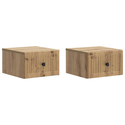 vidaXL Τοίχου Κρεμαστό Κομοδίνο 2 τμχ. Artisan Δρυς 33 x 34,5 x 20 εκ