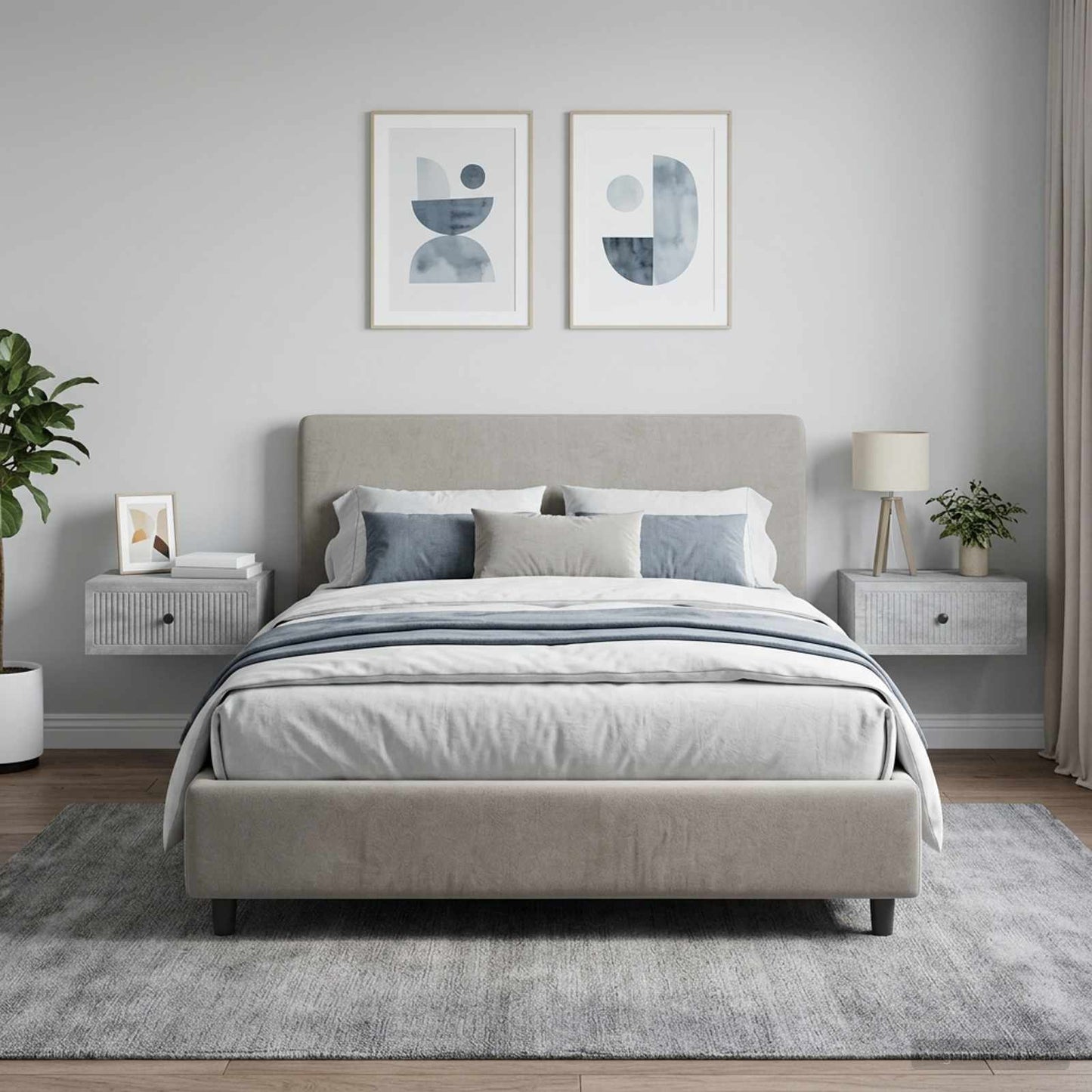 vidaXL Κομοδίνο 2 τμχ. Γκρι Σκυροδέματος 49 x 34,5 x 20 εκ.