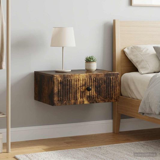 vidaXL Κομοδίνο 2 τμχ. Καπνισμένο Ξύλο Δρυός 49 x 34,5 x 20 εκ.