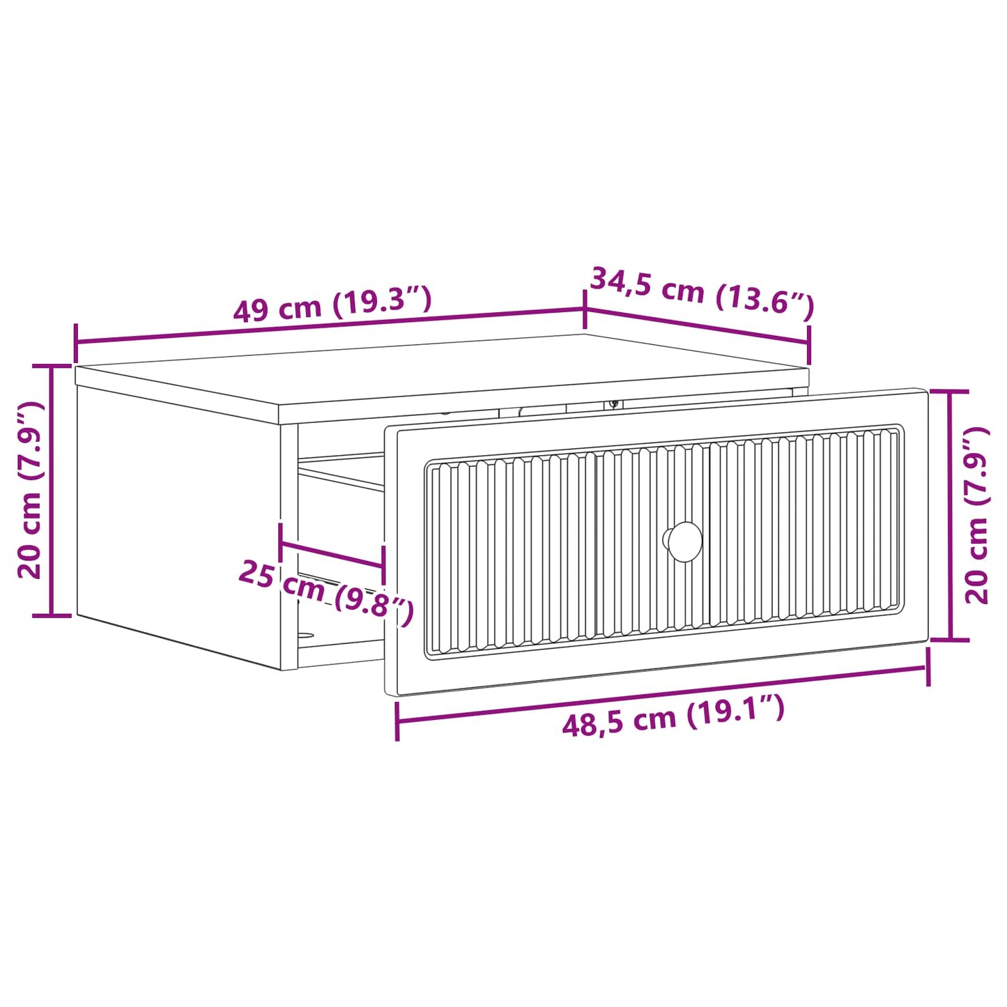 vidaXL Κομοδίνο Γκρι Sonoma 49 x 34,5 x 20 εκ. Επεξεργασμένο Ξύλο