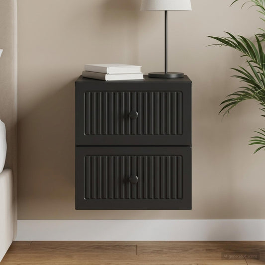 vidaXL Τοίχου Κρεμαστό Κομοδίνο Μαύρο 33 x 34,5 x 40 εκ