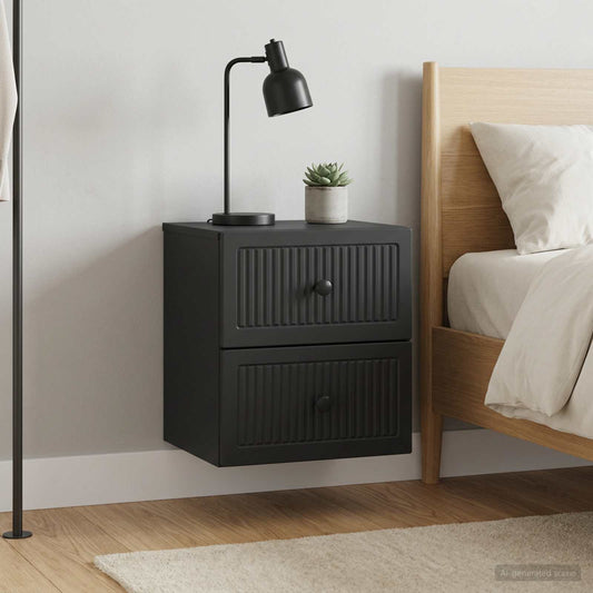 vidaXL Τοίχου Κρεμαστό Κομοδίνο 2 τμχ. Μαύρο 33 x 34,5 x 40 εκ