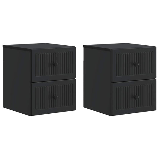 vidaXL Τοίχου Κρεμαστό Κομοδίνο 2 τμχ. Μαύρο 33 x 34,5 x 40 εκ