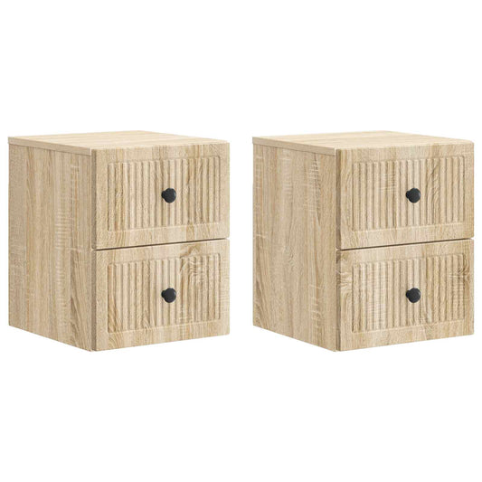 vidaXL Τοίχου Κρεμαστό Κομοδίνο 2 τμχ. Sonoma Δρυς 33 x 34,5 x 40 εκ