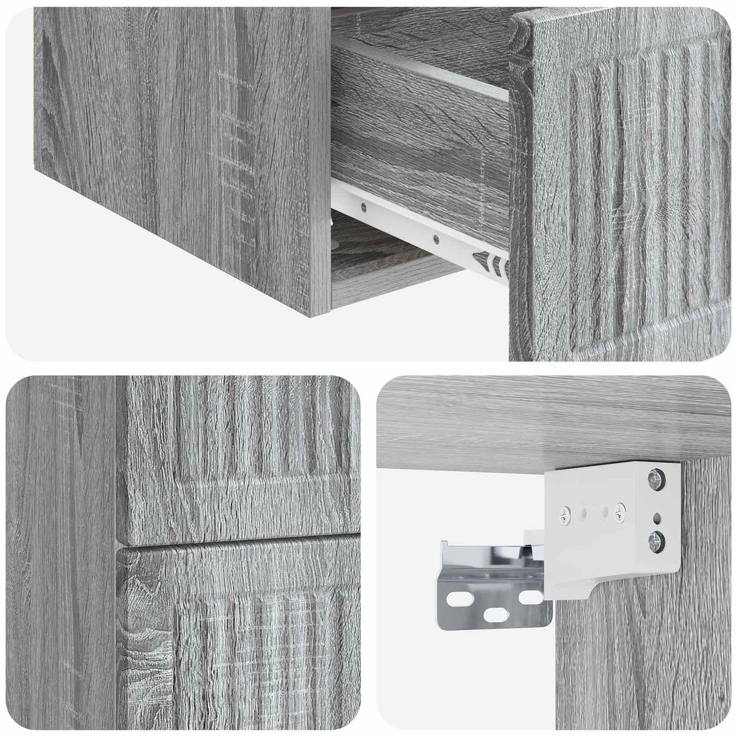 vidaXL Τοίχου Κρεμαστό Κομοδίνο Γκρι Sonoma 33 x 34,5 x 40 εκ