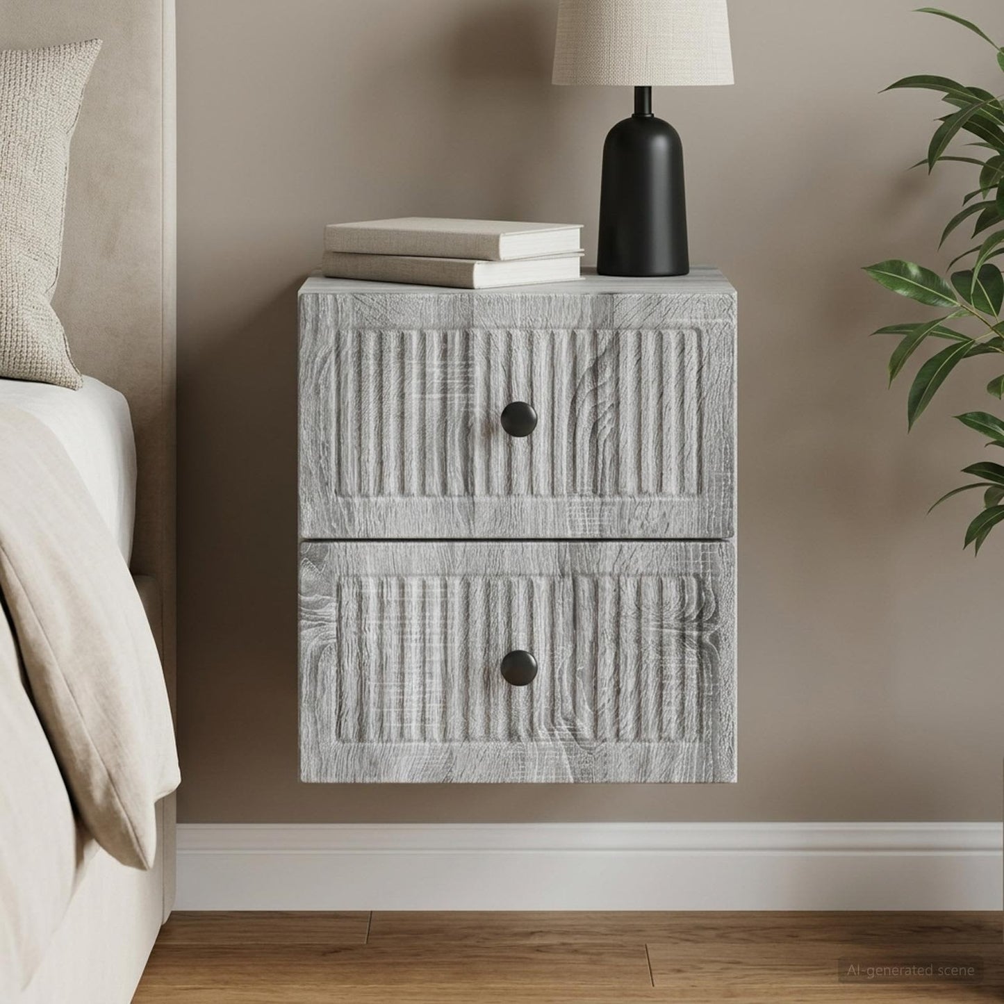 vidaXL Τοίχου Κρεμαστό Κομοδίνο Γκρι Sonoma 33 x 34,5 x 40 εκ