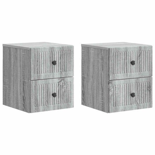 vidaXL Τοίχου Κρεμαστό Κομοδίνο 2 τμχ. Γκρι Sonoma 33 x 34,5 x 40 εκ