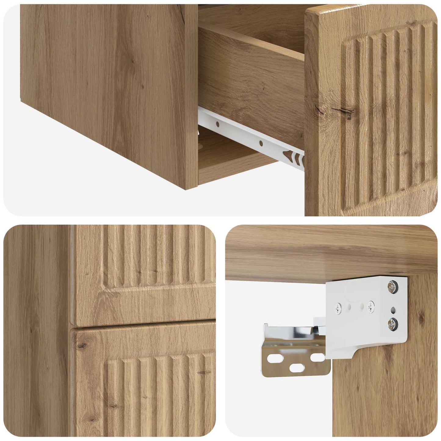 vidaXL Τοίχου Κρεμαστό Κομοδίνο Artisan Δρυς 33 x 34,5 x 40 εκ
