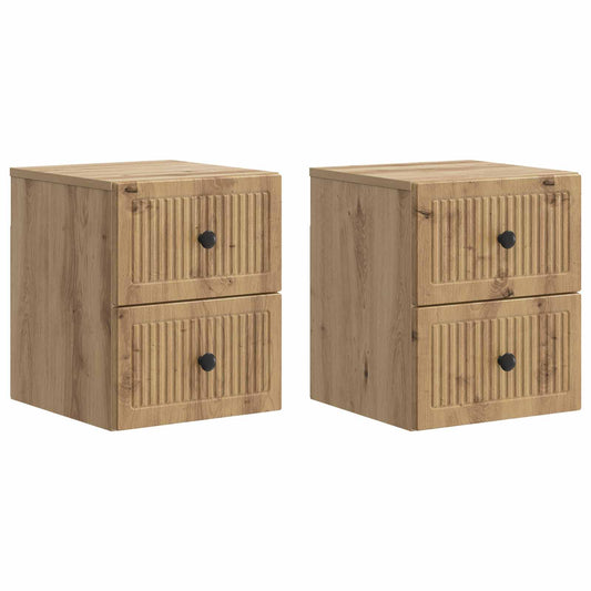 vidaXL Τοίχου Κρεμαστό Κομοδίνο 2 τμχ. Artisan Δρυς 33 x 34,5 x 40 εκ