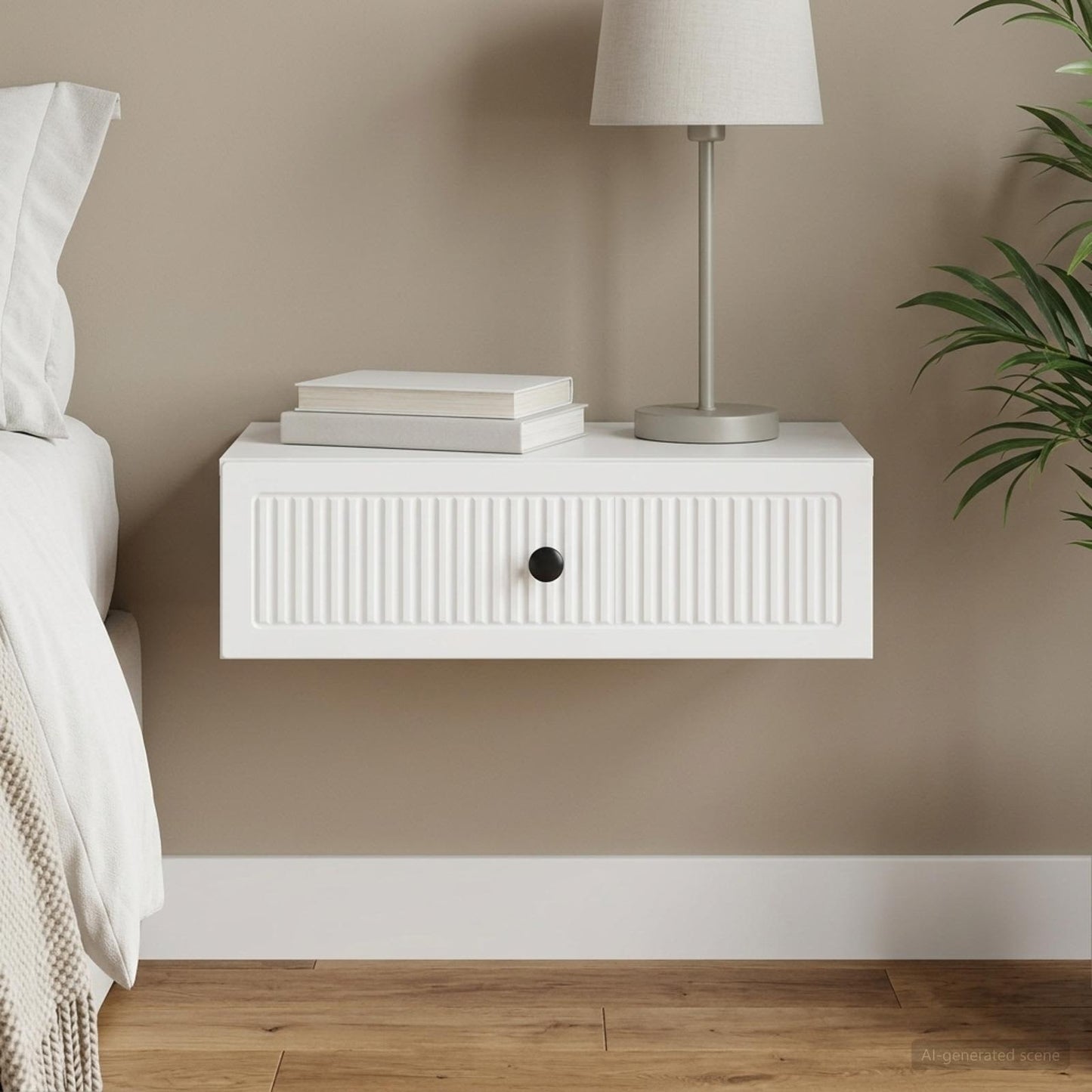 vidaXL Τραπεζάκι Τοίχου Λευκό 59 x 34,5 x 17 εκ. Επεξεργασμένο Ξύλο