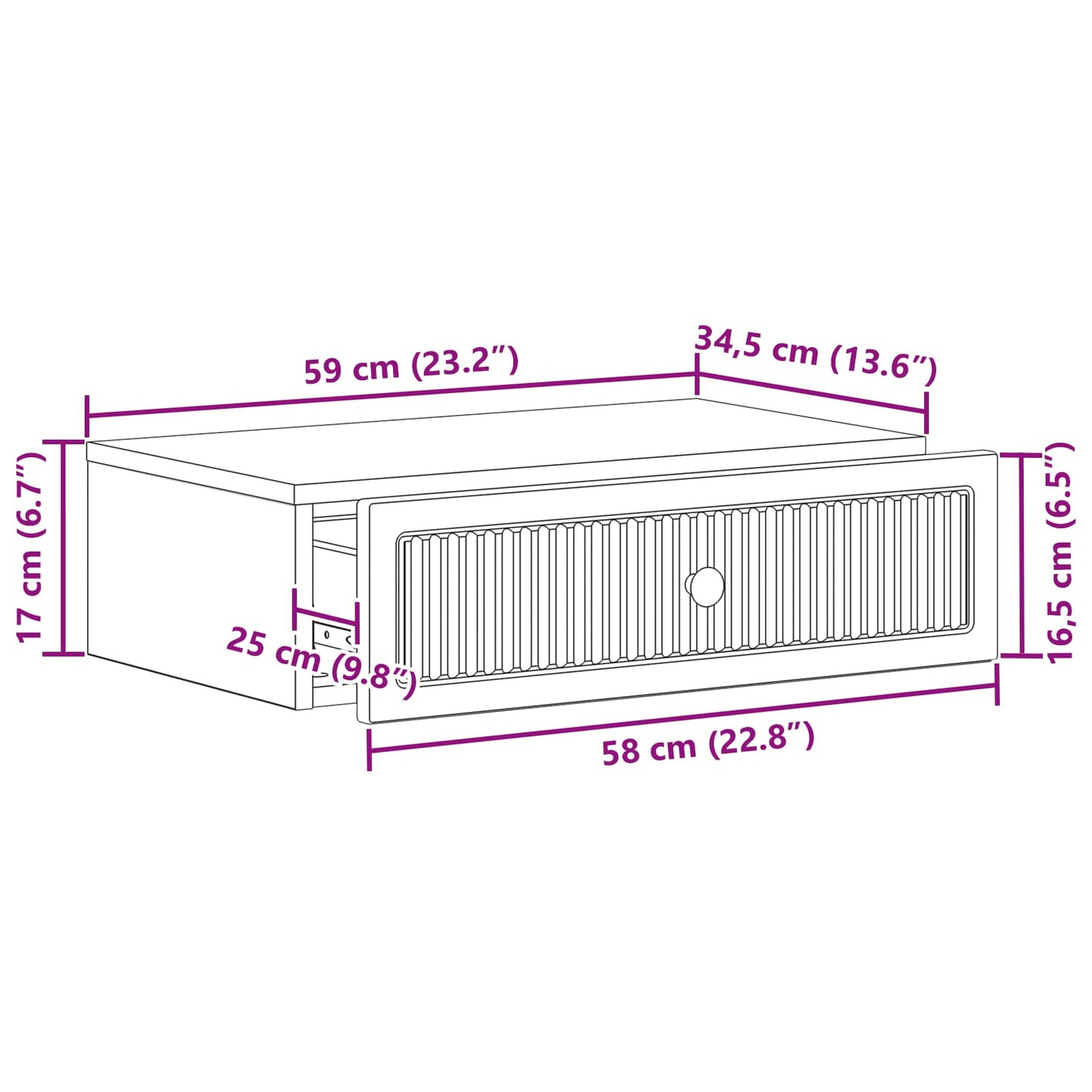 vidaXL Τραπεζάκι Τοίχου Λευκό 59 x 34,5 x 17 εκ. Επεξεργασμένο Ξύλο