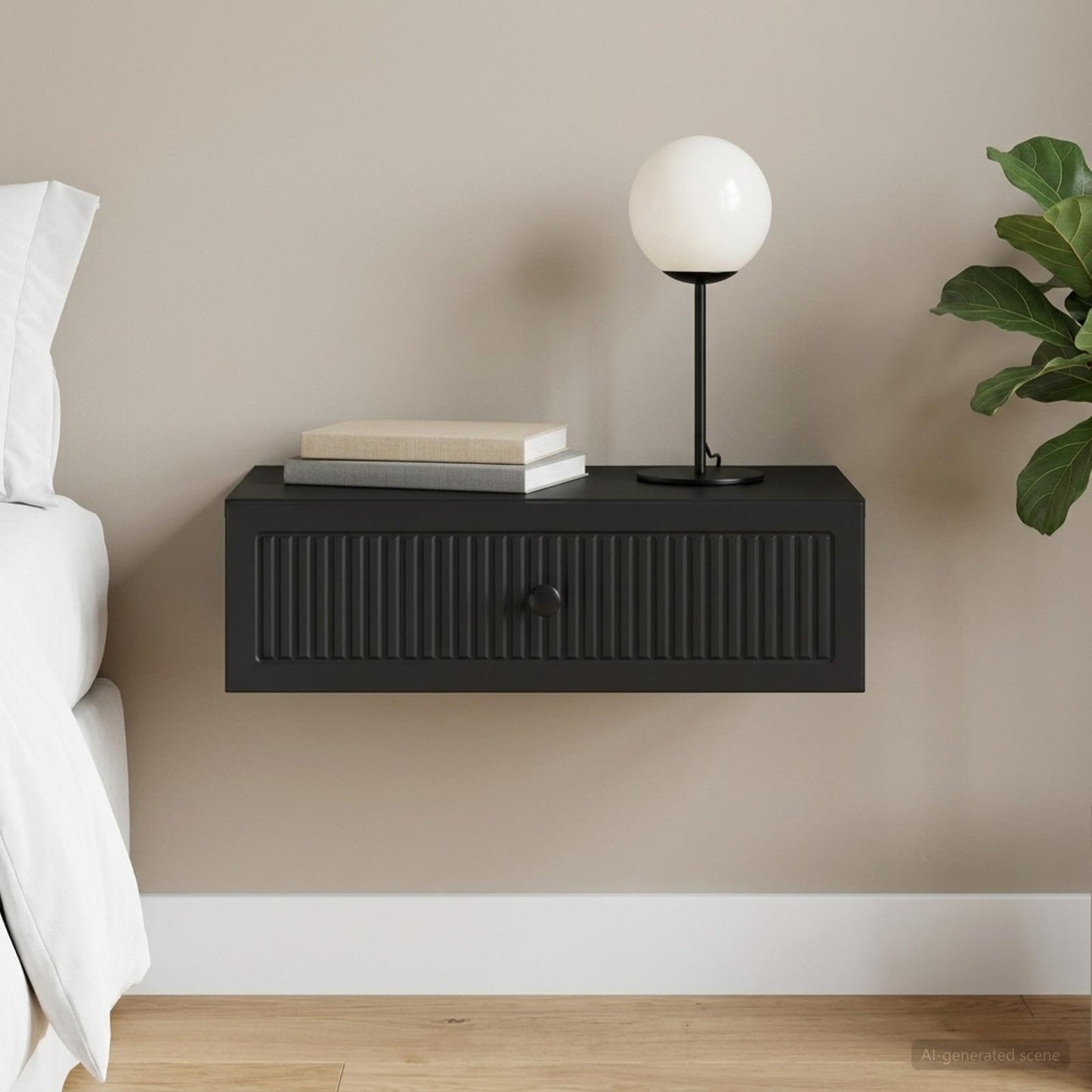 vidaXL Τραπεζάκι Τοίχου Μαύρο 59 x 34,5 x 17 εκ. Επεξεργασμένο Ξύλο