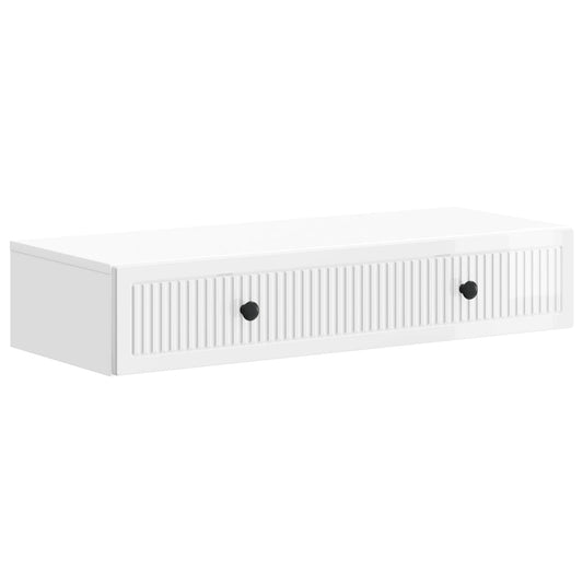 vidaXL Τραπεζάκι Τοίχου Γυαλιστερό Λευκό 87,5 x 34,5 x 17 εκ.