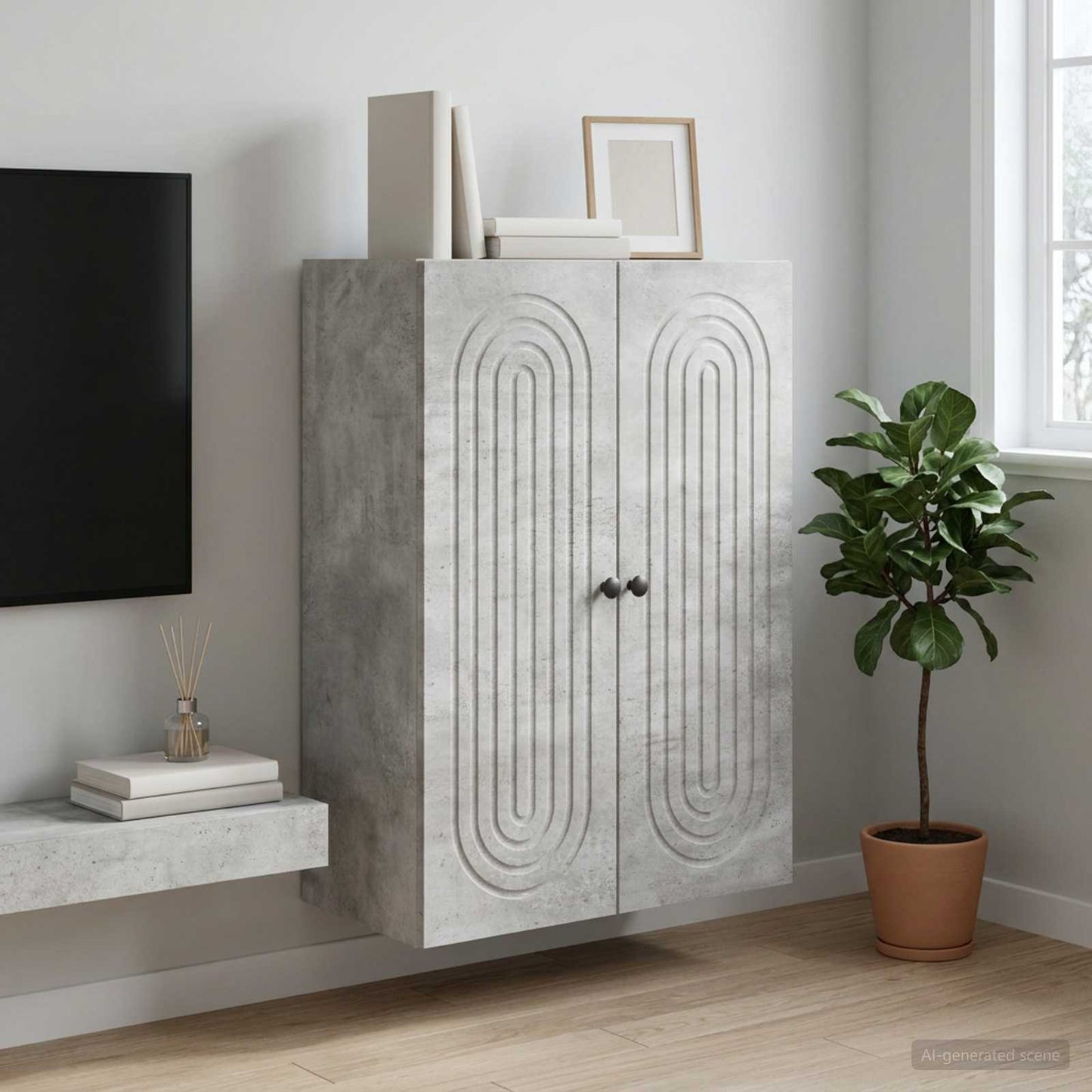 vidaXL Τοίχου Ντουλάπα Γκρι Σκυροδέματος 66 x 34,5 x 90 εκ