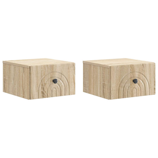 vidaXL Τοίχου Κρεμαστό Κομοδίνο 2 τμχ. Sonoma Δρυς 33 x 34,5 x 20 εκ