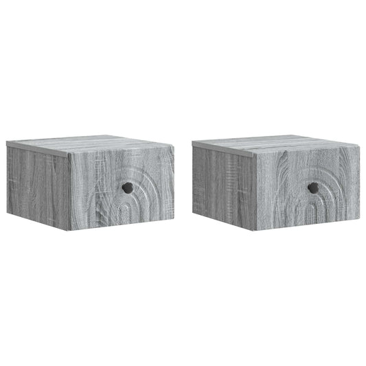 vidaXL Τοίχου Κρεμαστό Κομοδίνο 2 τμχ. Γκρι Sonoma 33 x 34,5 x 20 εκ