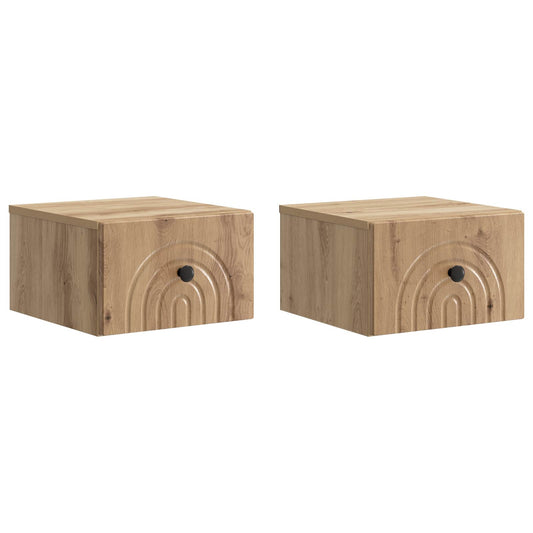 vidaXL Τοίχου Κρεμαστό Κομοδίνο 2 τμχ. Artisan Δρυς 33 x 34,5 x 20 εκ