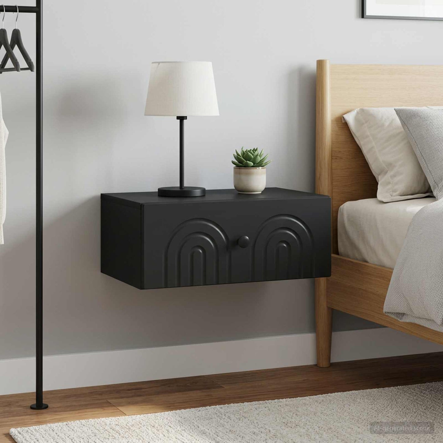 vidaXL Τοίχου Κρεμαστό Κομοδίνο 2 τμχ. Μαύρο 49 x 34,5 x 20 εκ.