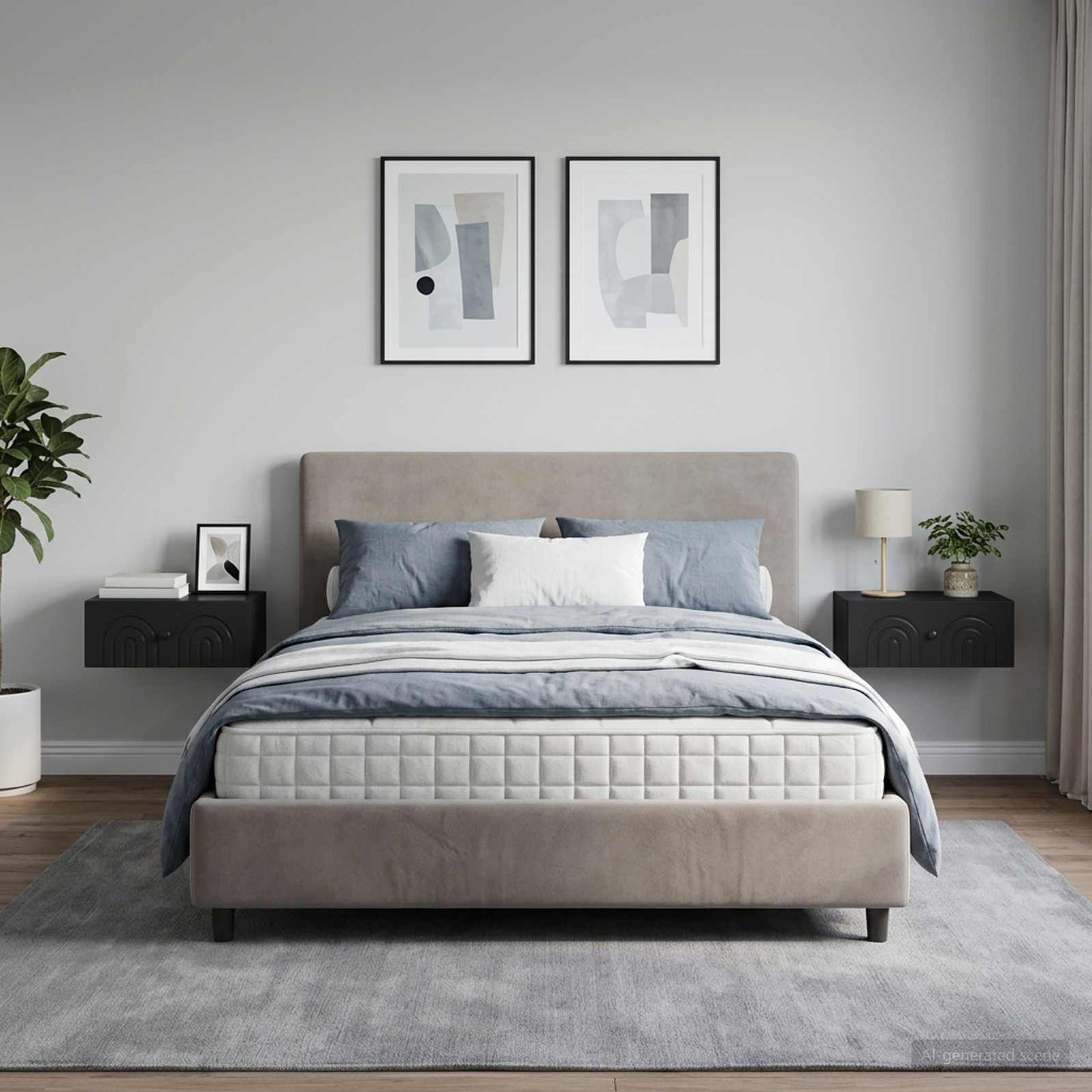 vidaXL Τοίχου Κρεμαστό Κομοδίνο 2 τμχ. Μαύρο 49 x 34,5 x 20 εκ.