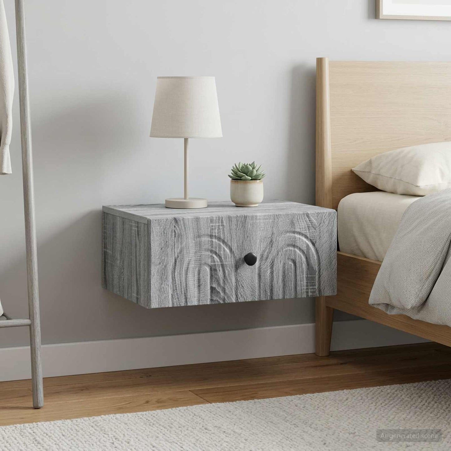 vidaXL Τοίχου Κρεμαστό Κομοδίνο 2 τμχ. Γκρι Sonoma 49 x 34,5 x 20 εκ.