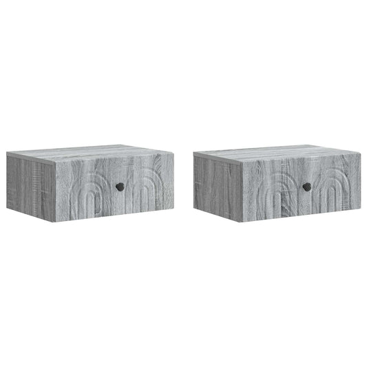 vidaXL Τοίχου Κρεμαστό Κομοδίνο 2 τμχ. Γκρι Sonoma 49 x 34,5 x 20 εκ.