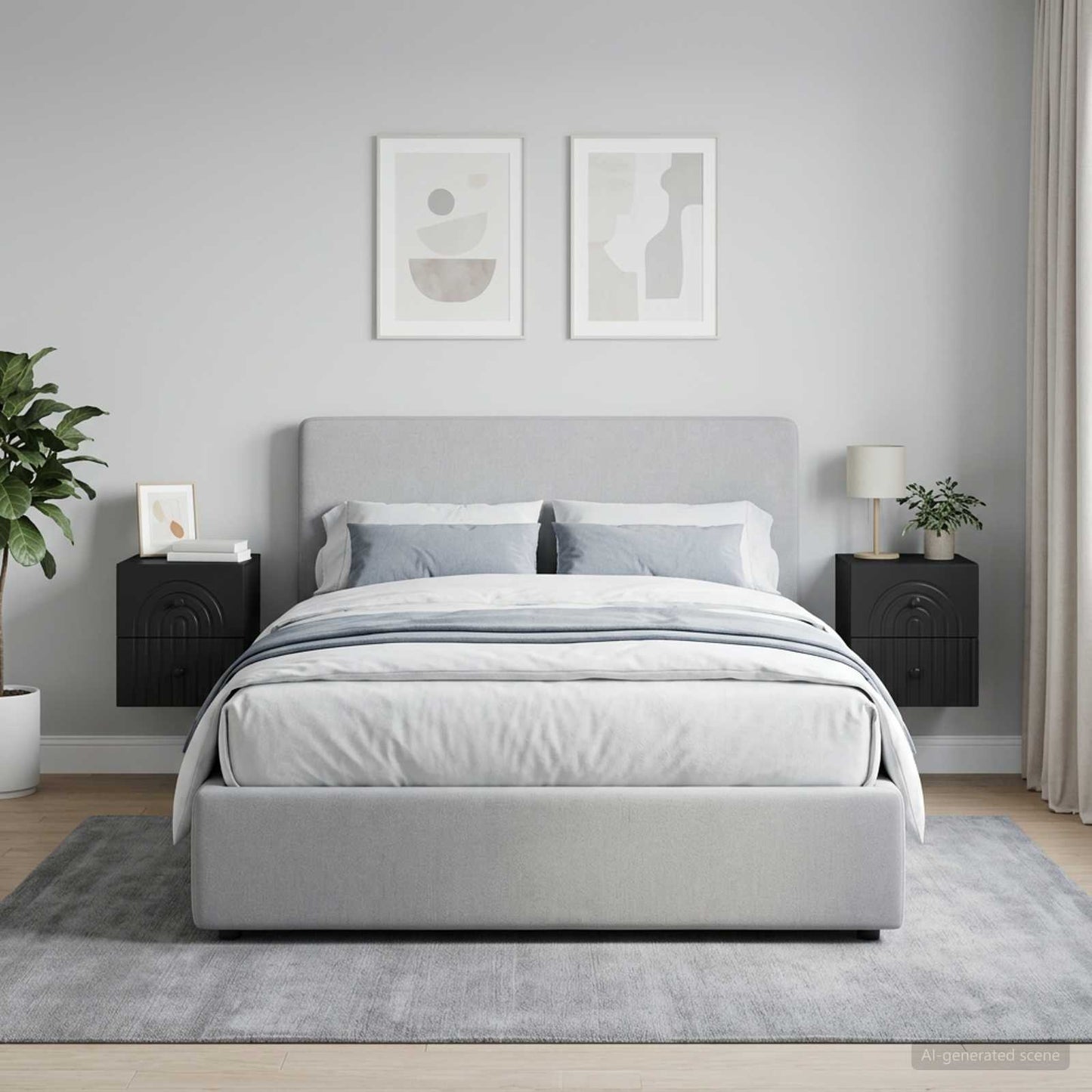 vidaXL Τοίχου Κρεμαστό Κομοδίνο 2 τμχ. Μαύρο 33 x 34,5 x 40 εκ