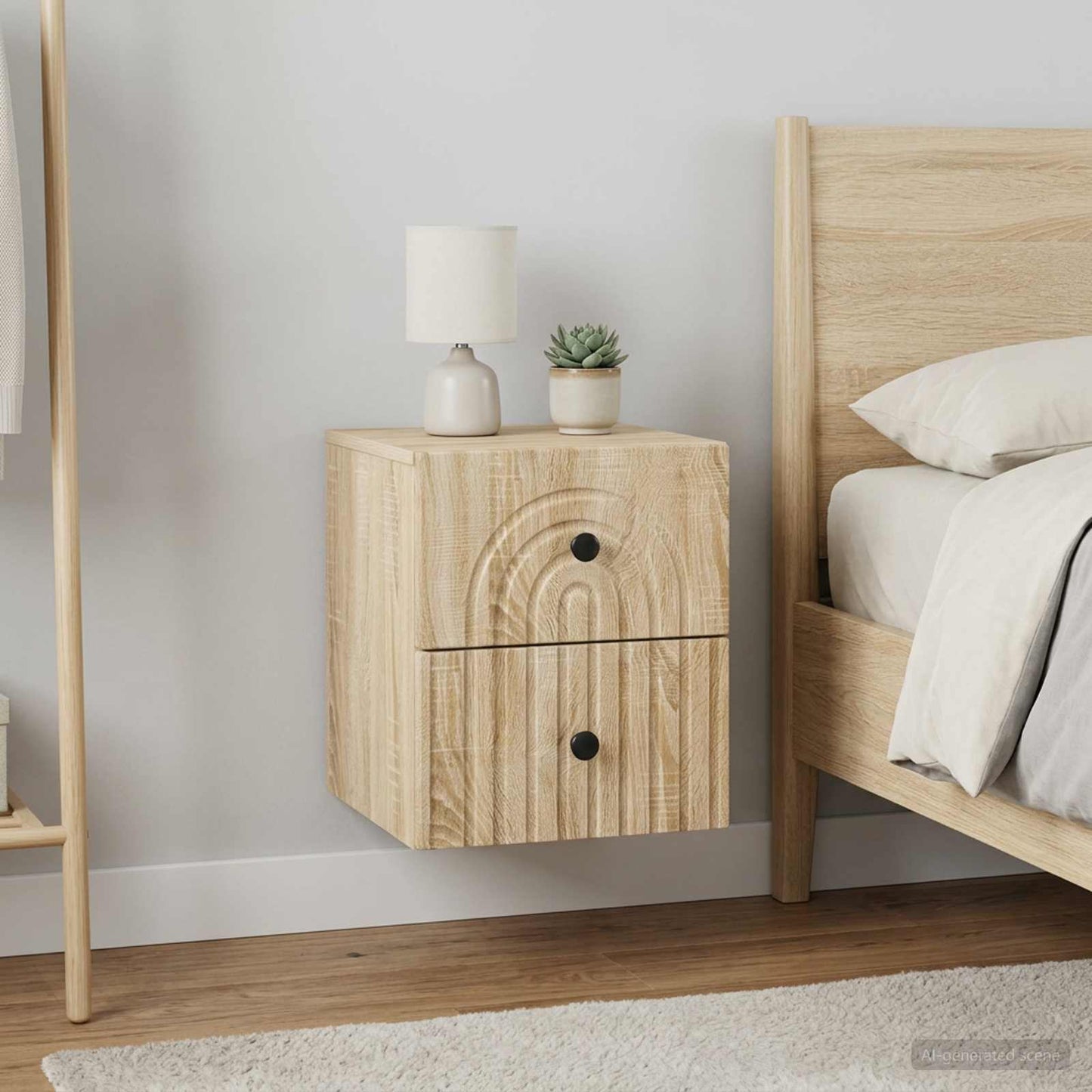 vidaXL Τοίχου Κρεμαστό Κομοδίνο 2 τμχ. Sonoma Δρυς 33 x 34,5 x 40 εκ