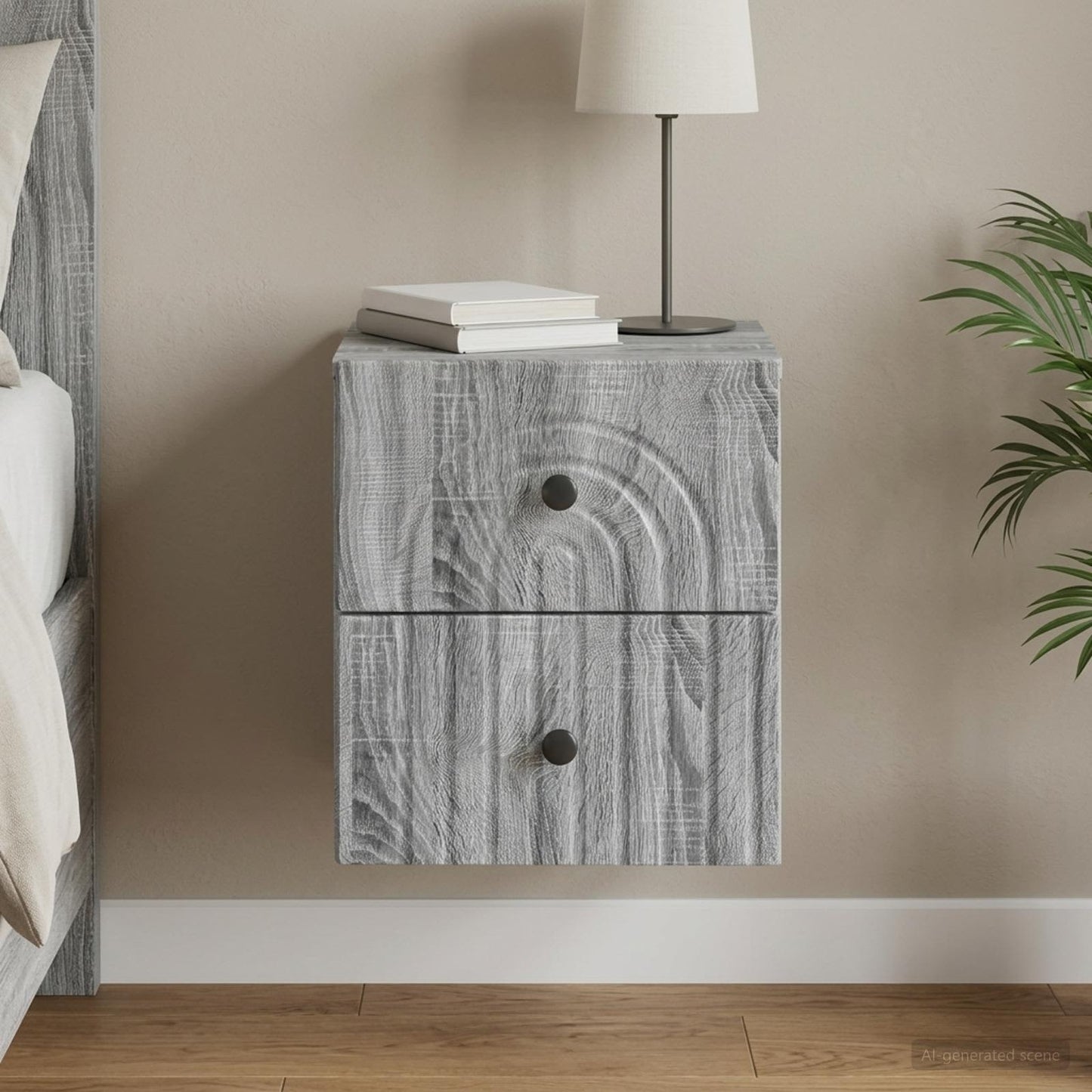 vidaXL Τοίχου Κρεμαστό Κομοδίνο Γκρι Sonoma 33 x 34,5 x 40 εκ
