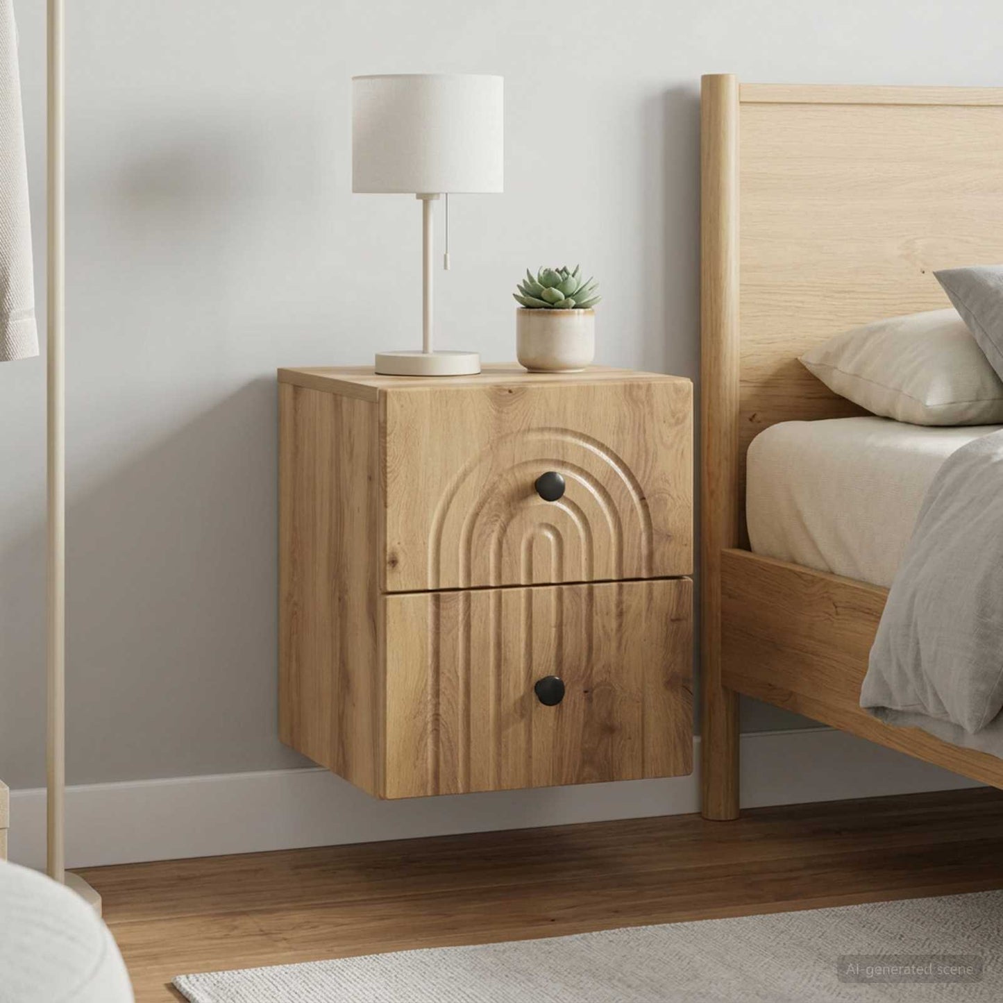vidaXL Τοίχου Κρεμαστό Κομοδίνο 2 τεμ. Artisan Δρυς 33 x 34,5 x 40 εκ