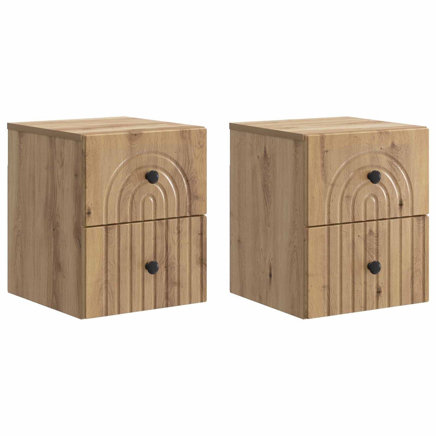 vidaXL Τοίχου Κρεμαστό Κομοδίνο 2 τεμ. Artisan Δρυς 33 x 34,5 x 40 εκ