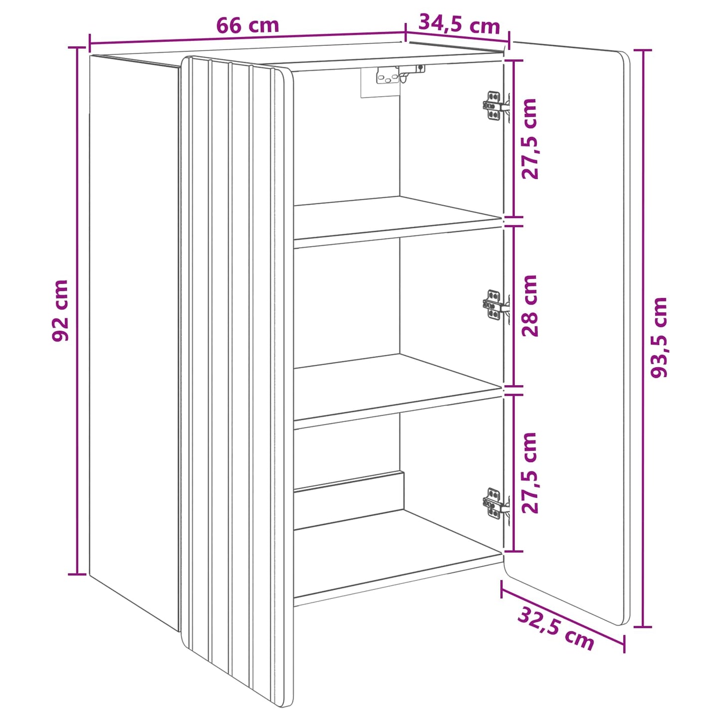 vidaXL Τοίχου Ντουλάπα Γκρι Σκυροδέματος 66 x 34,5 x 92 εκ.