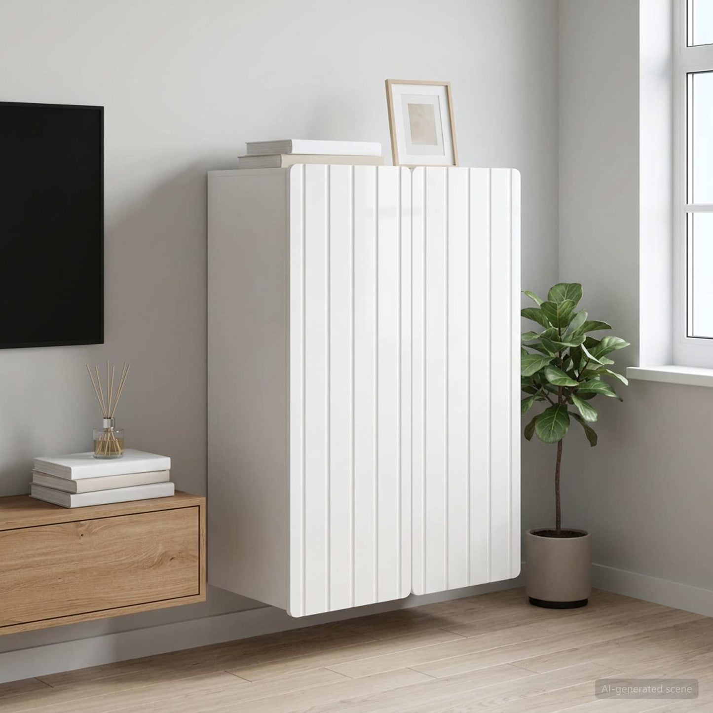 vidaXL Τοίχου Ντουλάπα Γυαλιστερό Λευκό 66 x 34,5 x 92 εκ.