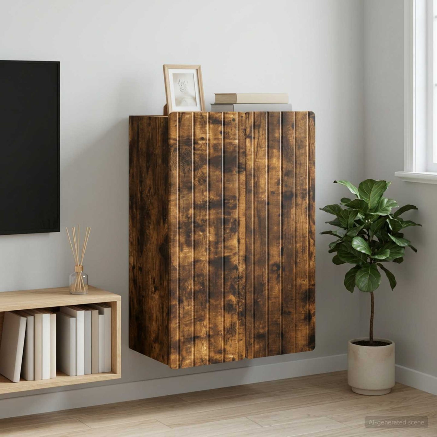 vidaXL Τοίχου Ντουλάπα Καπνισμένο Ξύλο Δρυός 66 x 34,5 x 92 εκ.