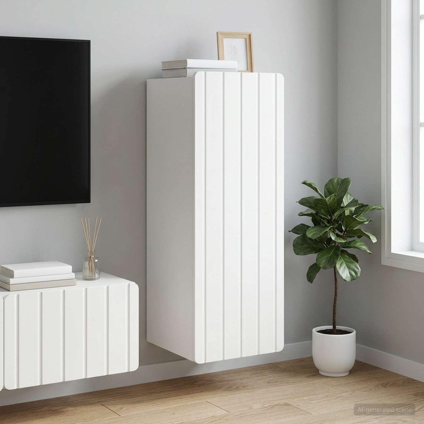 vidaXL Τοίχου Ντουλάπα Λευκό 33 x 34,5 x 94 εκ. Επεξεργασμένο Ξύλο
