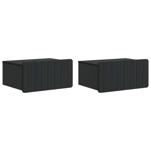 vidaXL Τοίχου Κρεμαστό Κομοδίνο 2 τμχ. Μαύρο 49 x 34,5 x 24 εκ.