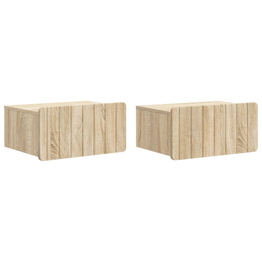 vidaXL Τοίχου Κρεμαστό Κομοδίνο 2 τμχ. Sonoma Δρυς 49 x 34,5 x 24 εκ.
