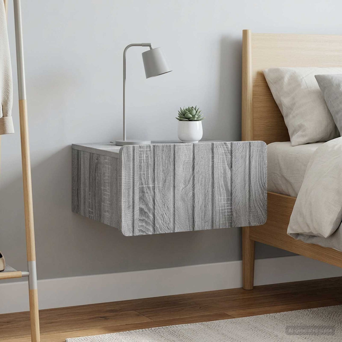 vidaXL Τοίχου Κρεμαστό Κομοδίνο 2 τμχ. Γκρι Sonoma 49 x 34,5 x 24 εκ.