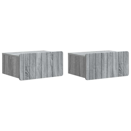 vidaXL Τοίχου Κρεμαστό Κομοδίνο 2 τμχ. Γκρι Sonoma 49 x 34,5 x 24 εκ.