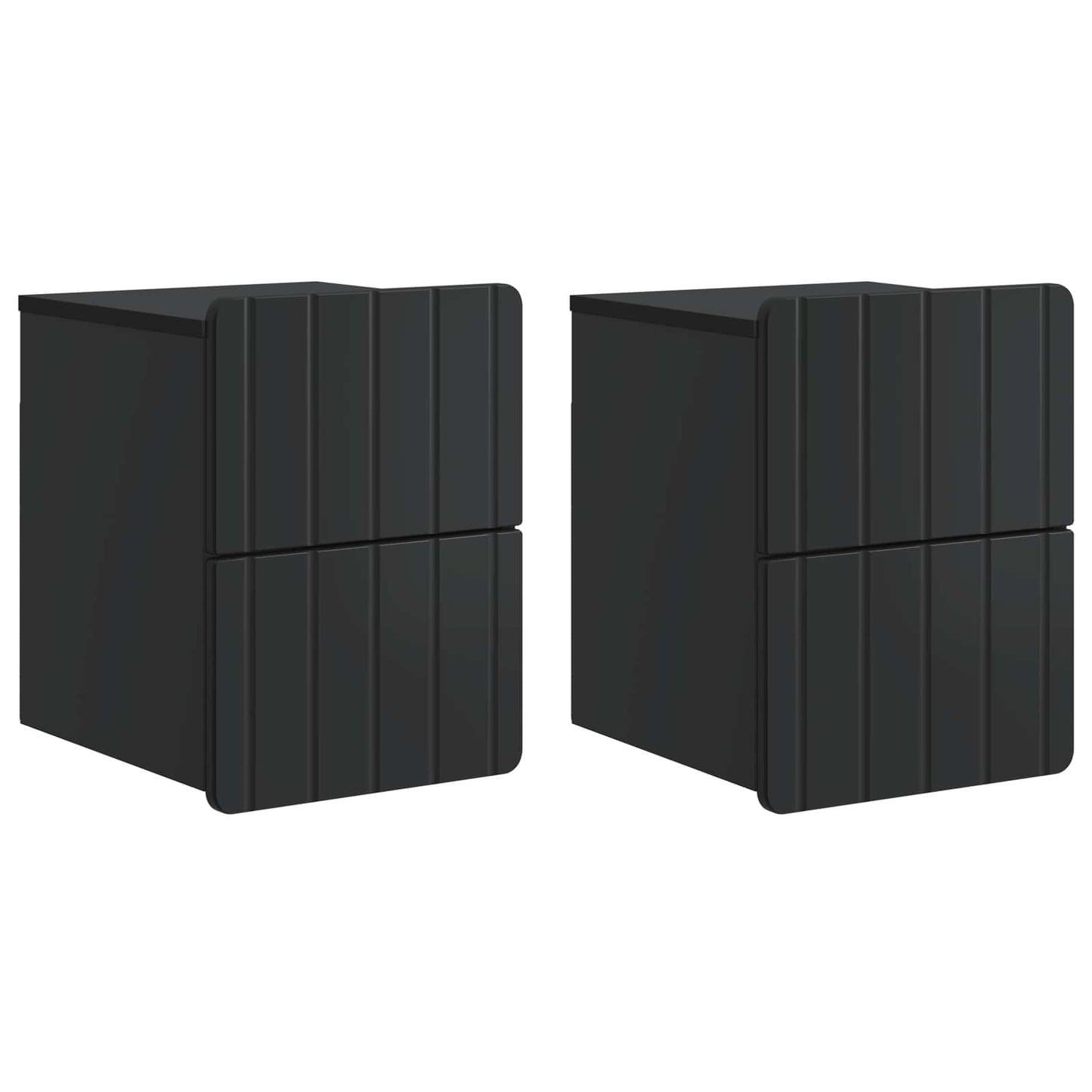 vidaXL Τοίχου Κρεμαστό Κομοδίνο 2 τμχ. Μαύρο 33 x 34,5 x 43 εκ.