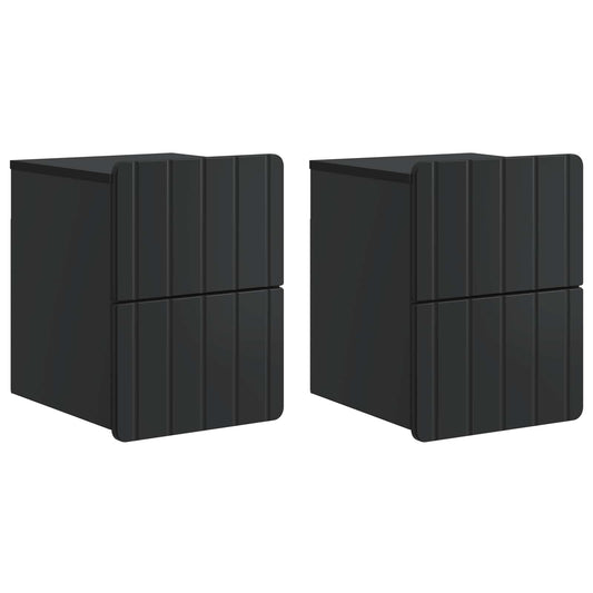vidaXL Τοίχου Κρεμαστό Κομοδίνο 2 τμχ. Μαύρο 33 x 34,5 x 43 εκ.