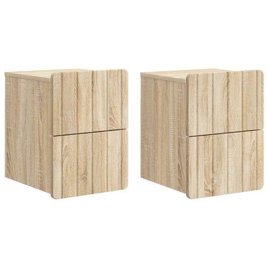 vidaXL Τοίχου Κρεμαστό Κομοδίνο 2 τμχ. Sonoma Δρυς 33 x 34,5 x 43 εκ.