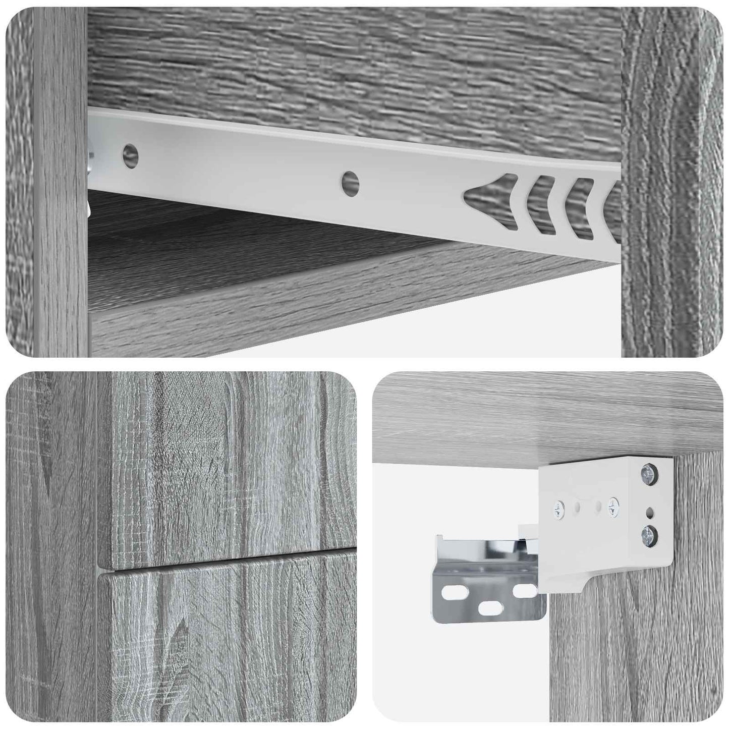 vidaXL Τοίχου Κρεμαστό Κομοδίνο 2 τμχ. Γκρι Sonoma 33 x 34,5 x 43 εκ.